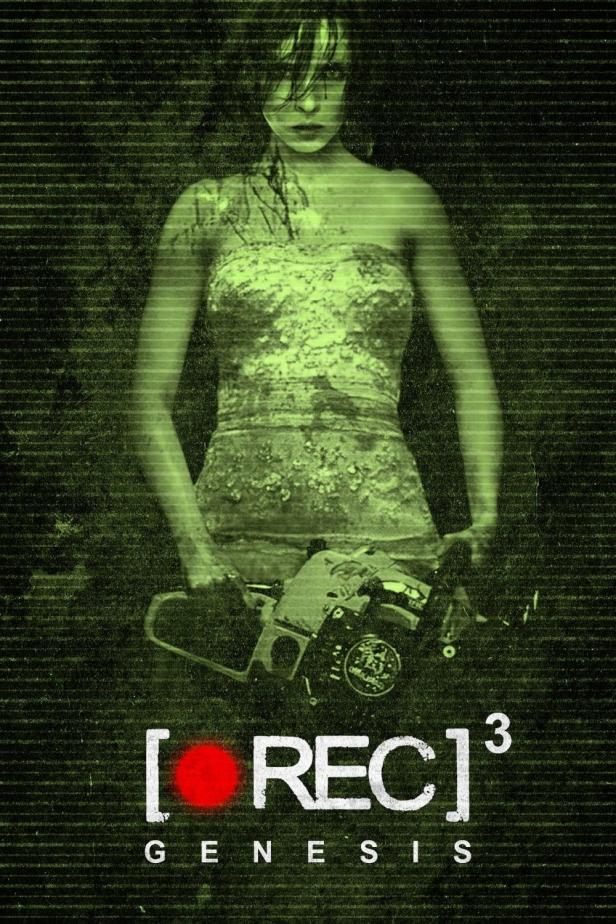 Das Filmplakat für „[REC]³ Genesis“ zeigt eine Frau mit einer Kettensäge.