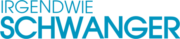 Das blaue Logo des Films „Irgendwie Schwanger“ vor schwarzem Hintergrund.