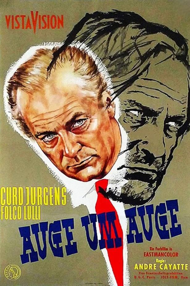 Das Filmplakat für „Auge um Auge“ mit Curd Jürgens und Folco Lulli.