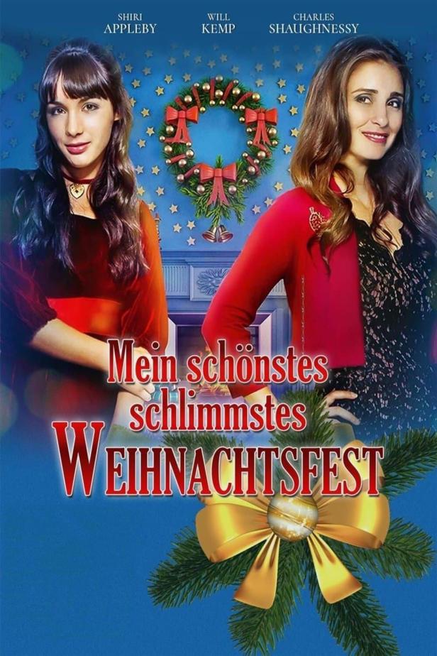 Das Filmplakat für „Mein schönstes schlimmstes Weihnachtsfest“ mit Shiri Appleby und Charles Shaughnessy.