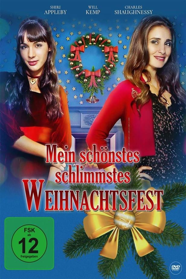 Das Filmplakat für „Mein schönstes schlimmstes Weihnachtsfest“ mit Shiri Appleby und Charles Shaughnessy.