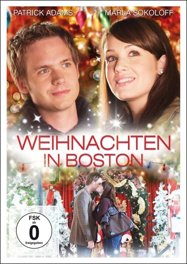 Das Filmplakat für „Weihnachten in Boston“ mit Patrick Adams und Marla Sokoloff.