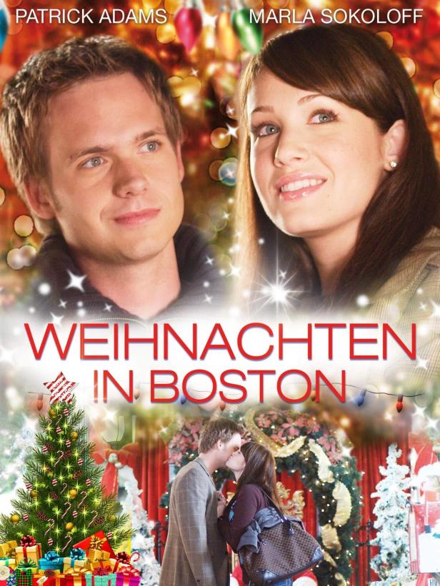 Das Filmplakat für „Weihnachten in Boston“ mit Patrick Adams und Marla Sokoloff.