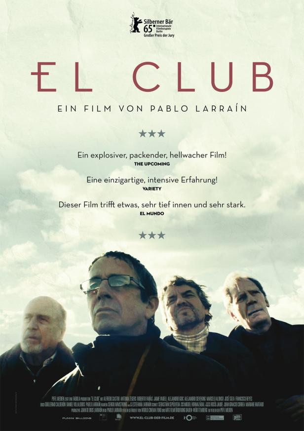 Das Filmplakat für „El Club“ von Pablo Larraín zeigt vier ältere Männer.