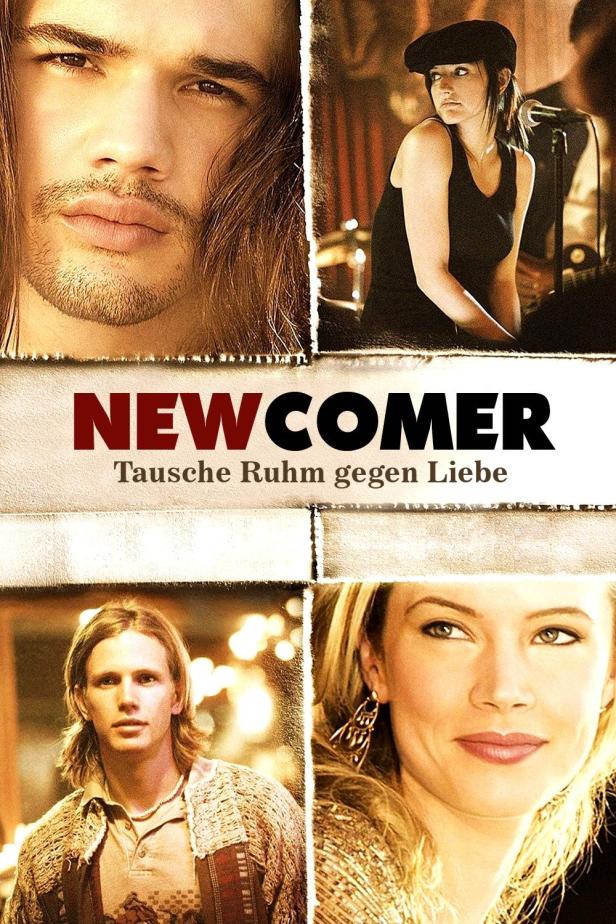 Das Filmplakat für „Newcomer – Tausche Ruhm gegen Liebe“ zeigt vier Schauspieler.