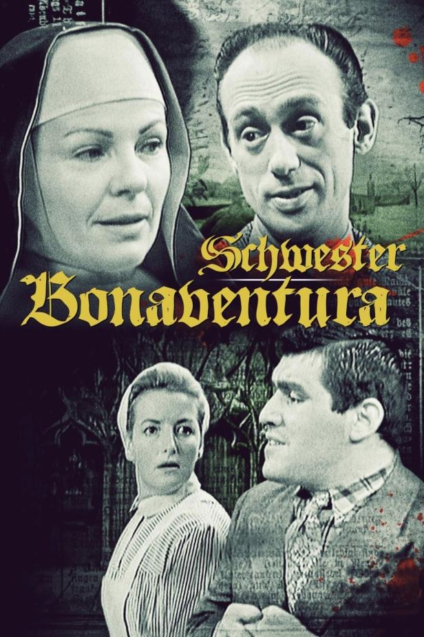 Das Filmplakat für „Schwester Bonaventura“ zeigt vier Personen in Schwarzweiß.