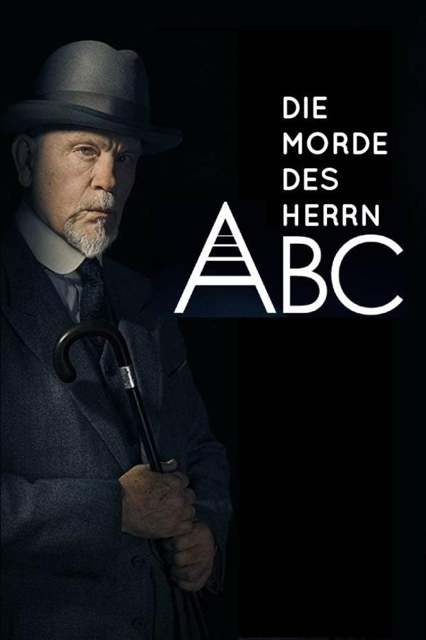 Ein Filmposter für „Die Morde des Herrn ABC“ mit John Malkovich als Hercule Poirot.