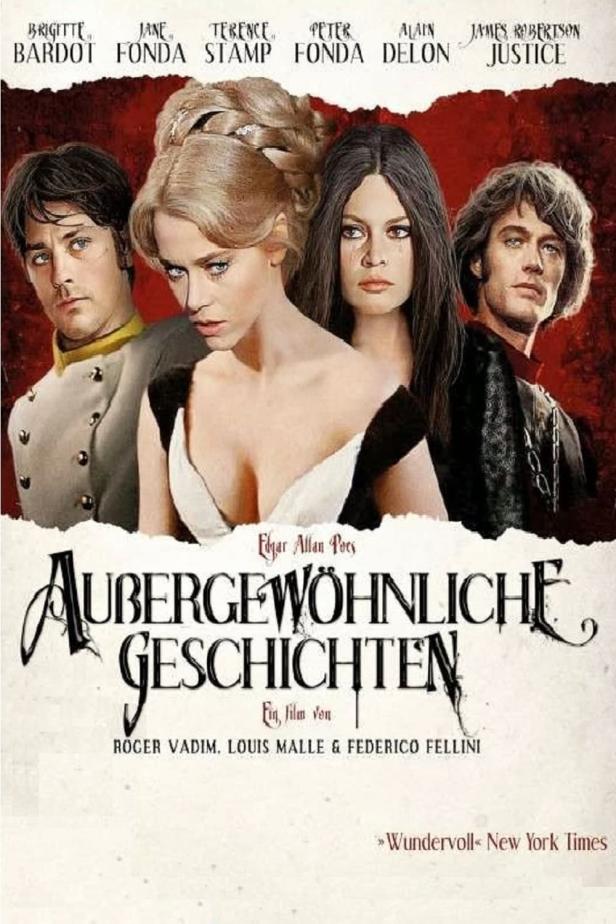 Das Filmplakat für „Auberge Gewöhnliche Geschichten“ mit Brigitte Bardot, Jane Fonda und anderen Schauspielern.