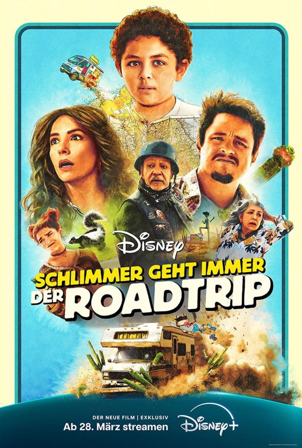 Das Filmplakat für „Schlimmer geht immer – Der Roadtrip“ zeigt eine Gruppe von Charakteren vor einem Wohnmobil.