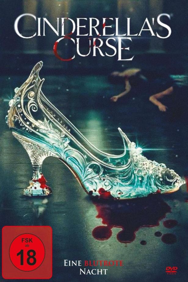 Das Cover des Horrorfilms „Cinderella's Curse“ zeigt einen blutbefleckten Glasschuh.