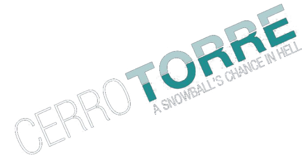 Das Logo „Cerro Torre: A Snowball's Chance in Hell“ in verschiedenen Schriftarten und Farben.