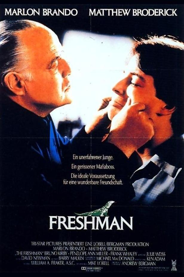 Das Filmplakat von „Freshman“ zeigt Marlon Brando und Matthew Broderick.