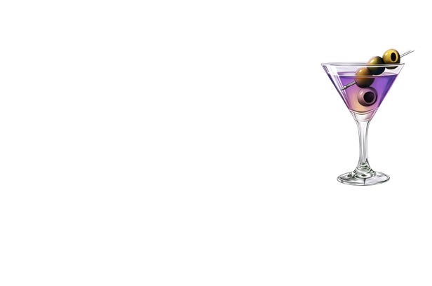 Der Schriftzug „Ein Cocktail zu viel“ mit einem Cocktailglas im Hintergrund.