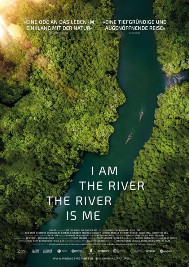 Das Filmplakat zu „I Am the River, the River Is Me“ zeigt einen Fluss, der die Form eines menschlichen Profils hat.