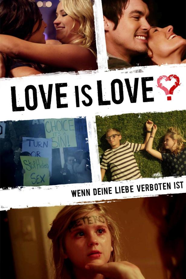 Das Filmplakat für „Love is Love“ zeigt verschiedene Paare und den Slogan „Wenn deine Liebe verboten ist“.