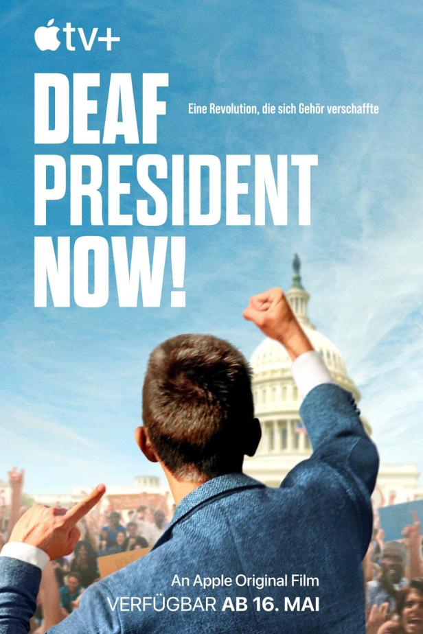 Das Filmplakat für „Deaf President Now!“ zeigt eine Demonstration vor dem Kapitol.