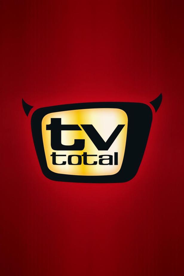 Das Logo der Fernsehsendung „TV total“ auf rotem Hintergrund.