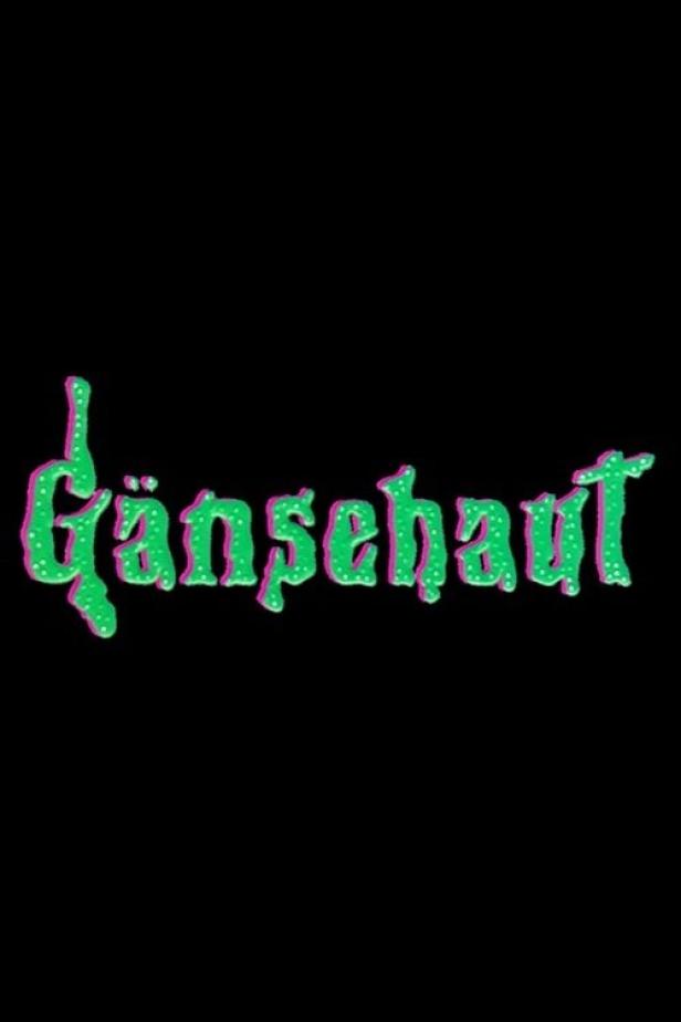 Das grüne und pinke Logo der Buchreihe „Gänsehaut“ vor schwarzem Hintergrund.
