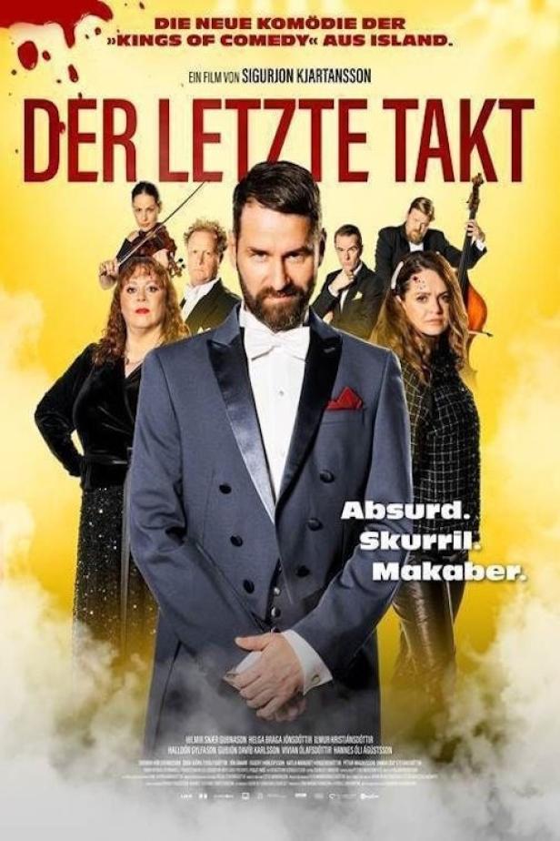 Das Filmplakat für die Komödie „Der letzte Takt“ zeigt den Hauptdarsteller und weitere Ensemblemitglieder.