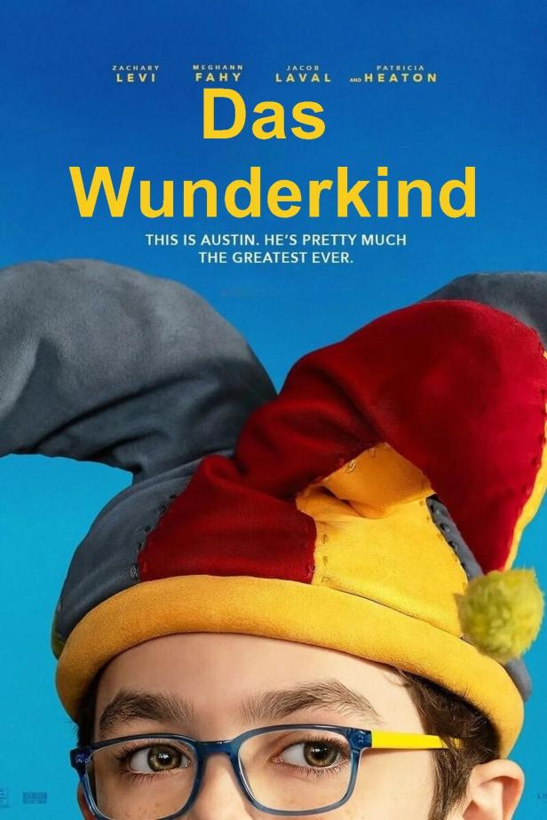 Das Filmplakat für „Das Wunderkind“ zeigt einen Jungen mit einer Narrenkappe und blauen Brille.