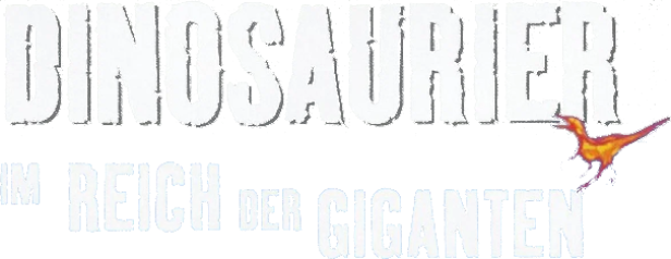 Das Logo der Dokumentarserie „Dinosaurier – Im Reich der Giganten“ mit einem kleinen Dinosaurier.