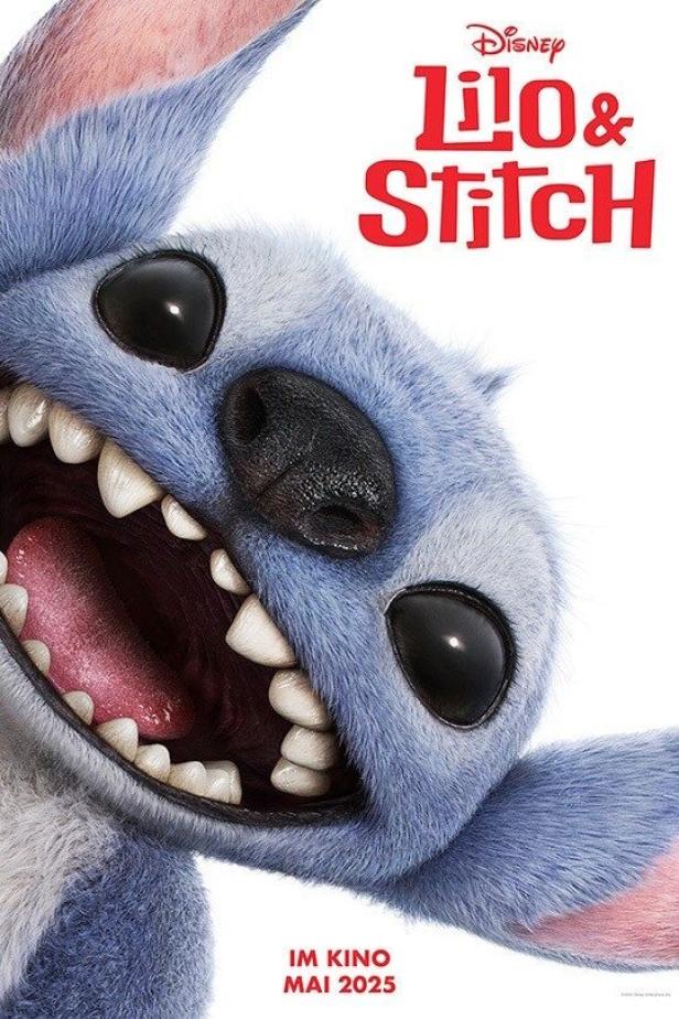 Nahaufnahme von Stitch, dem blauen Alien aus dem Film „Lilo & Stitch“.