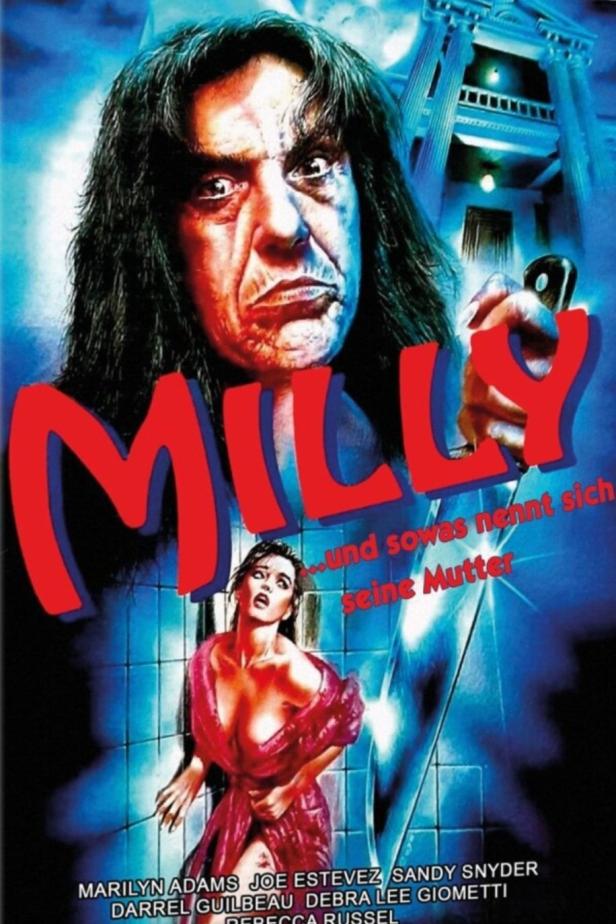 Das Filmplakat für „Milly: ...und sowas nennt sich seine Mutter“ zeigt einen Mann und eine Frau in Gefahr.