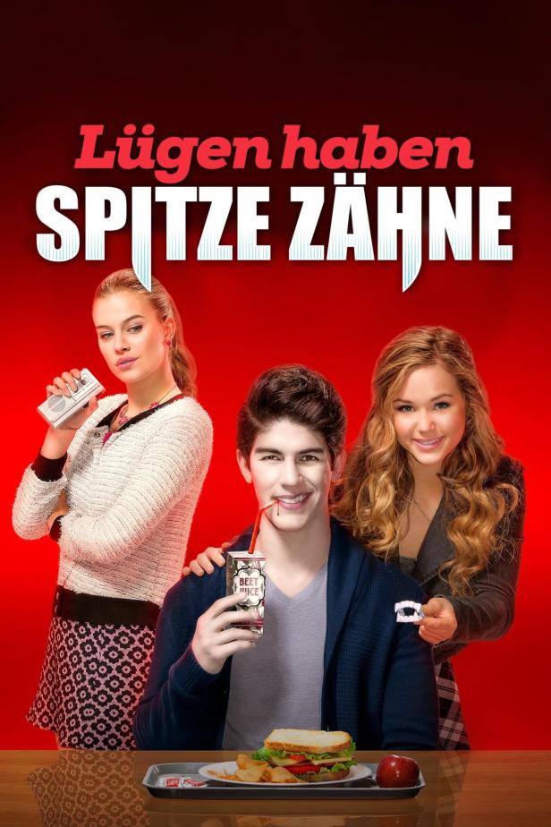 Das Filmplakat für „Lügen haben spitze Zähne“ zeigt drei Jugendliche und einen Imbiss-Tisch.