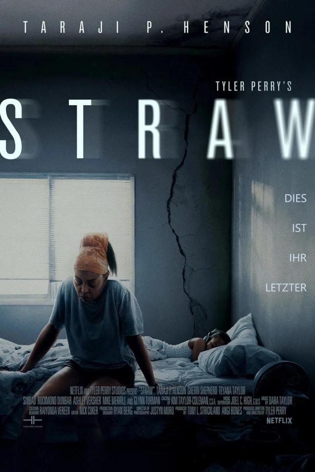 Das Filmplakat für „Straw“ zeigt Taraji P. Henson neben einem Kind auf einem Bett.