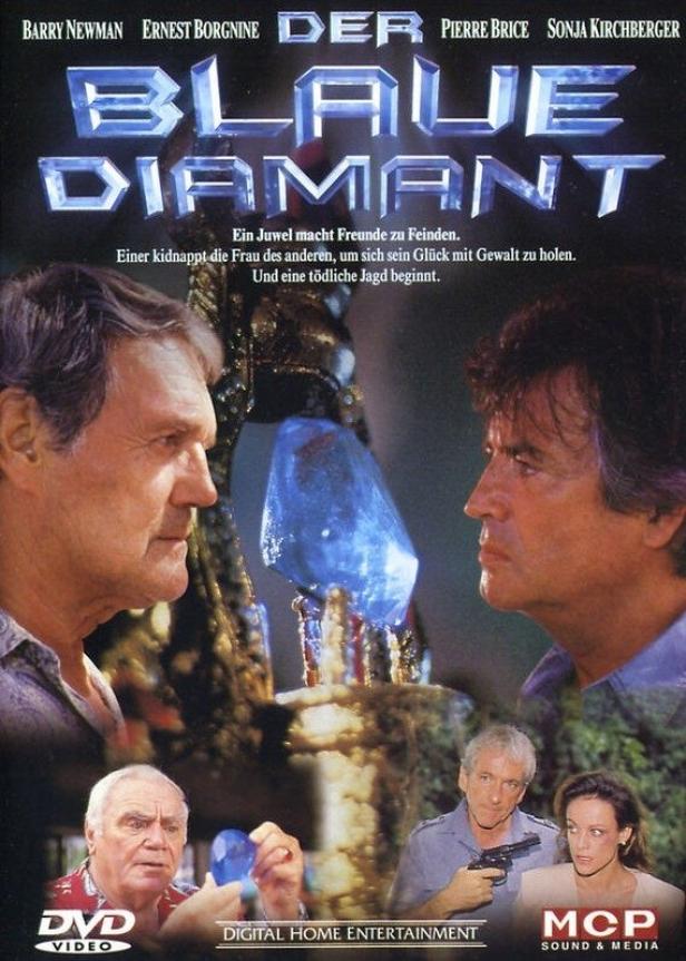 Das Filmplakat für „Der blaue Diamant“ mit Barry Newman, Ernest Borgnine und Pierre Brice.