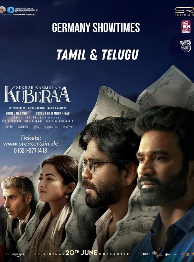 Das Filmplakat für „Kuberaa“ zeigt die Hauptdarsteller vor einem Hintergrund aus Geldscheinen.
