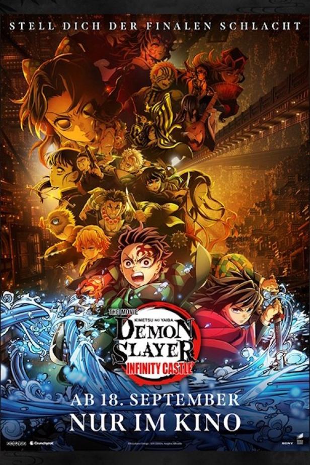 Das Filmplakat für „Demon Slayer: Kimetsu no Yaiba – Infinity Castle“ zeigt die Charaktere vor einer Burg.