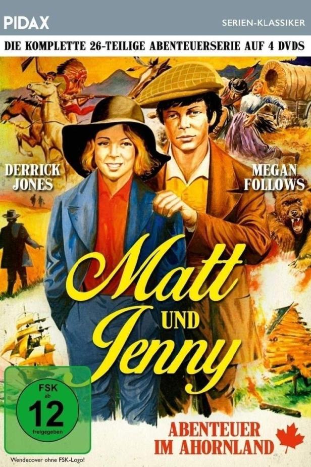 Das Cover der DVD-Box „Matt und Jenny – Abenteuer im Ahornland“ mit Derrick Jones und Megan Follows.