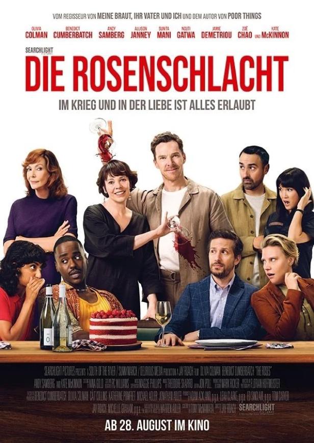 Das Filmplakat zu „Die Rosenschlacht“ mit Olivia Colman und Benedict Cumberbatch in den Hauptrollen.