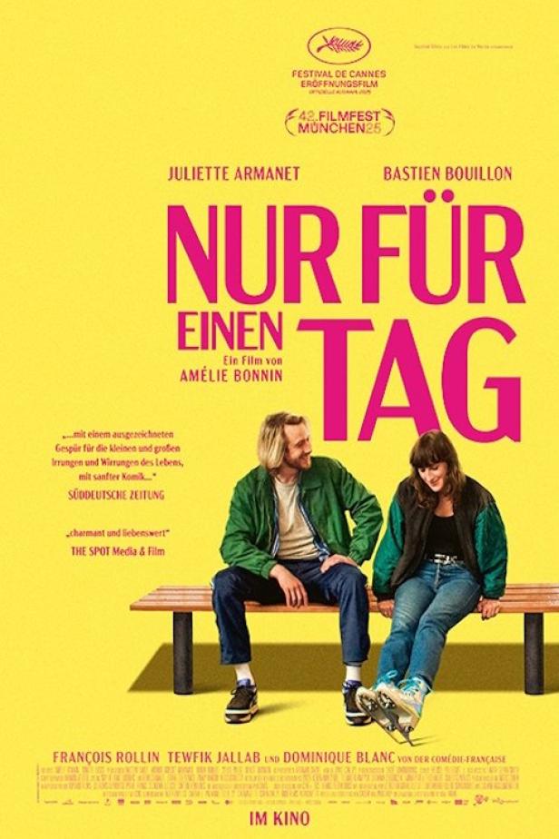 Das Filmplakat für „Nur für einen Tag“ mit Juliette Armanet und Bastien Bouillon.