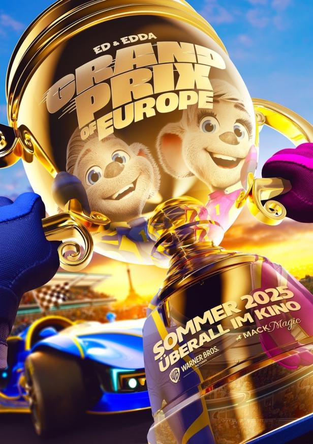Das Filmplakat für „Ed & Edda – Grand Prix of Europe“, der Sommer 2025 in die Kinos kommt.