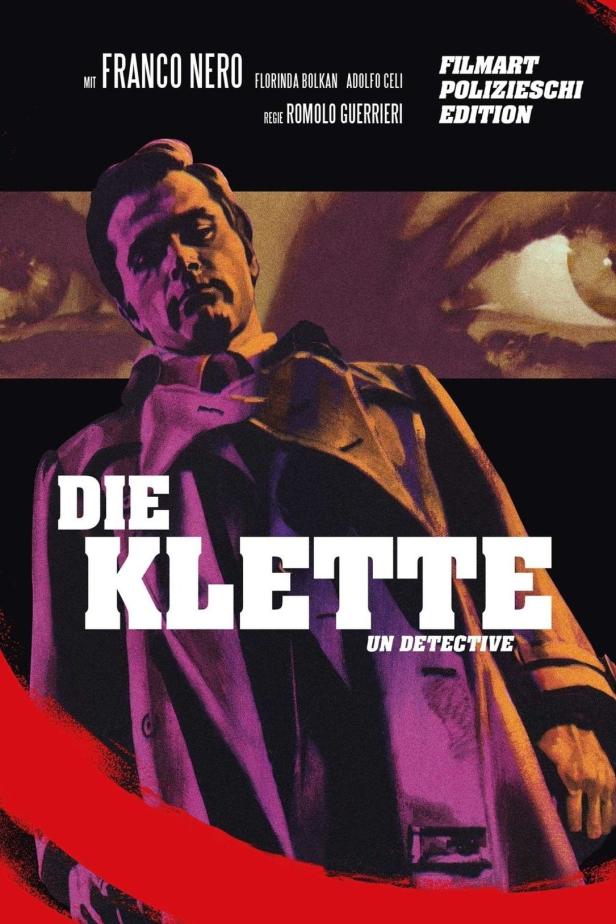 Das Filmplakat für „Die Klette“ mit Franco Nero als Detektiv.