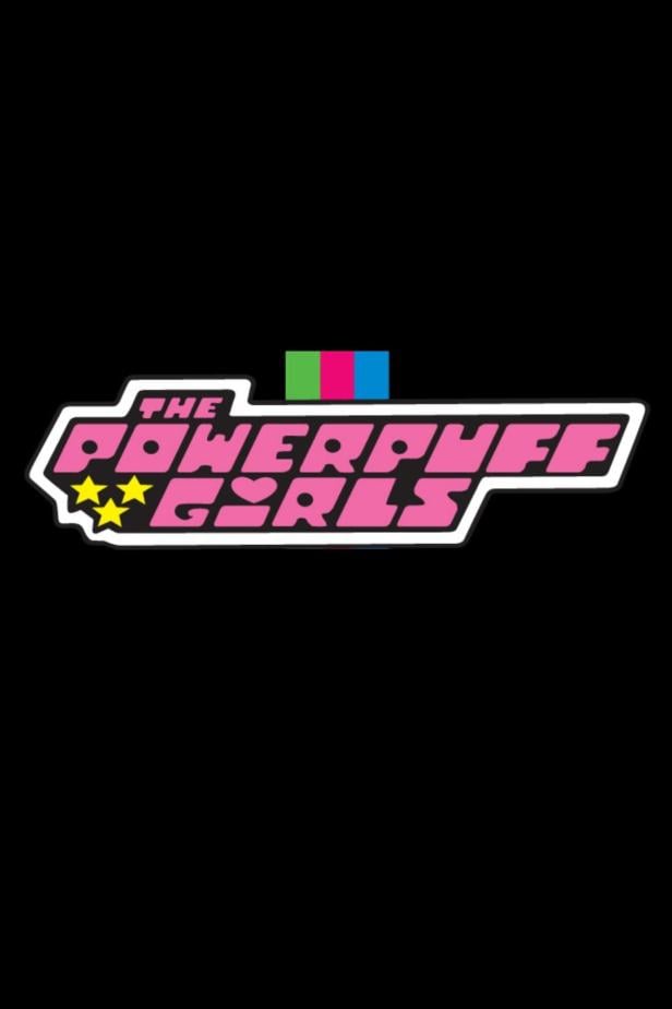 Das Logo der „Powerpuff Girls“ in Pink und Weiß vor schwarzem Hintergrund.