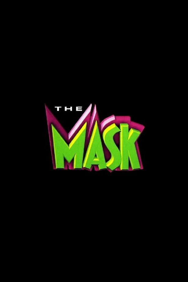 Das stilisierte Logo des Films „Die Maske“ vor schwarzem Hintergrund.