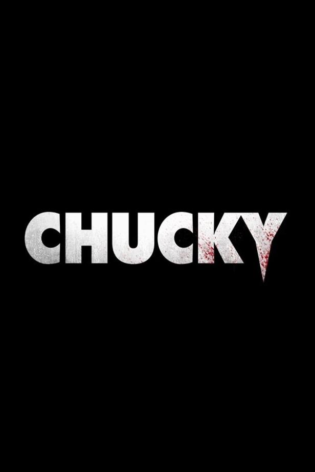 Das Logo der Fernsehserie „Chucky“ vor einem schwarzen Hintergrund.