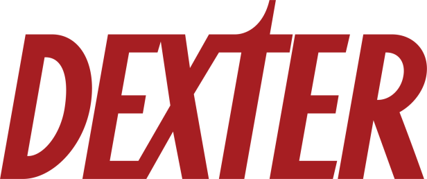 Das rote Logo der Fernsehserie „Dexter“ vor schwarzem Hintergrund.
