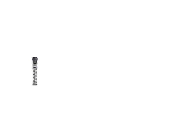Ein grauer Reißverschluss vor einem weißen Hintergrund.