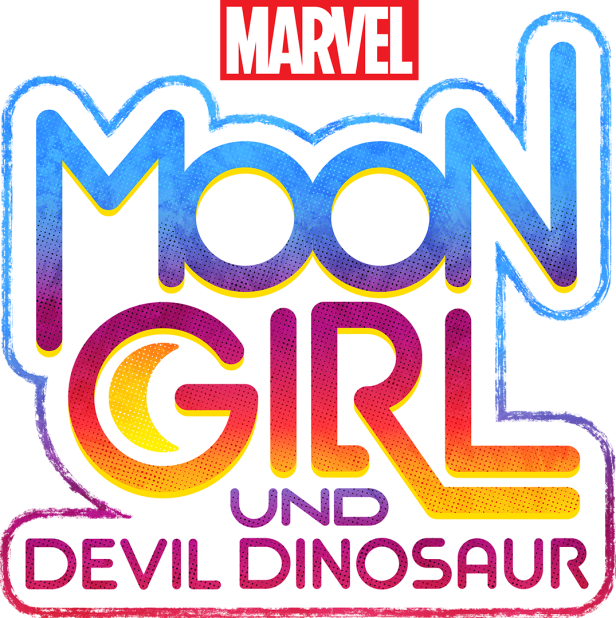 Das Logo für „Moon Girl und Devil Dinosaur“ von Marvel.