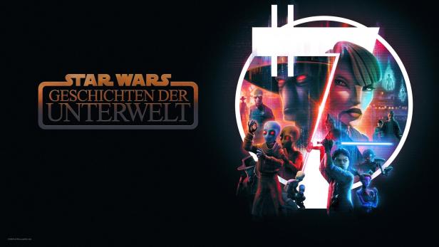 Das Poster für „Star Wars: Geschichten der Unterwelt“ zeigt verschiedene Charaktere und Schauplätze.