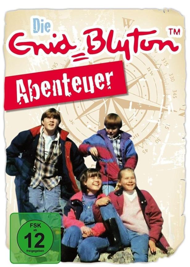 Das Cover von „Die Enid Blyton Abenteuer“ zeigt vier junge Detektive vor einem Kompass.