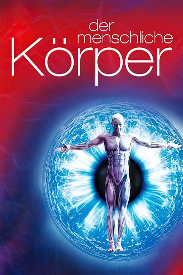 Cover-Artwork für „Der menschliche Körper“ mit stilisierter menschlicher Figur vor einem Auge.
