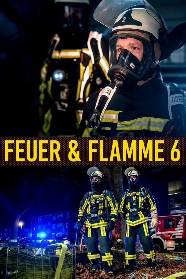 Das Cover von „Feuer & Flamme 6“ zeigt Feuerwehrleute in Einsatzkleidung.