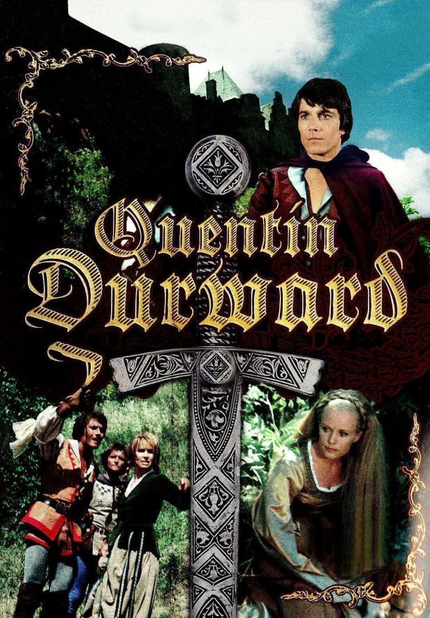 Das Filmplakat für „Quentin Durward“ zeigt den Titel und mehrere Charaktere vor einer Burgkulisse.