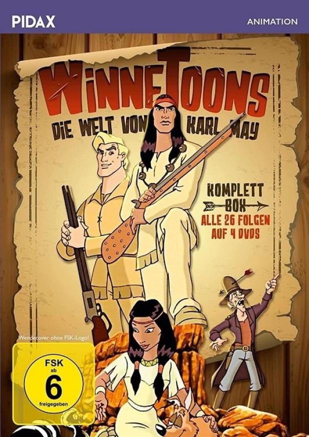 Das Cover der DVD-Box „Winnetoons – Die Welt von Karl May“ mit den animierten Figuren Winnetou und Old Shatterhand.