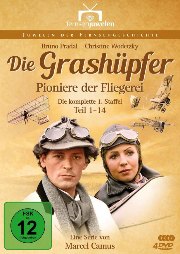Das DVD-Cover der Fernsehserie „Die Grashüpfer“ mit Bruno Pradal und Christine Wodetzky.